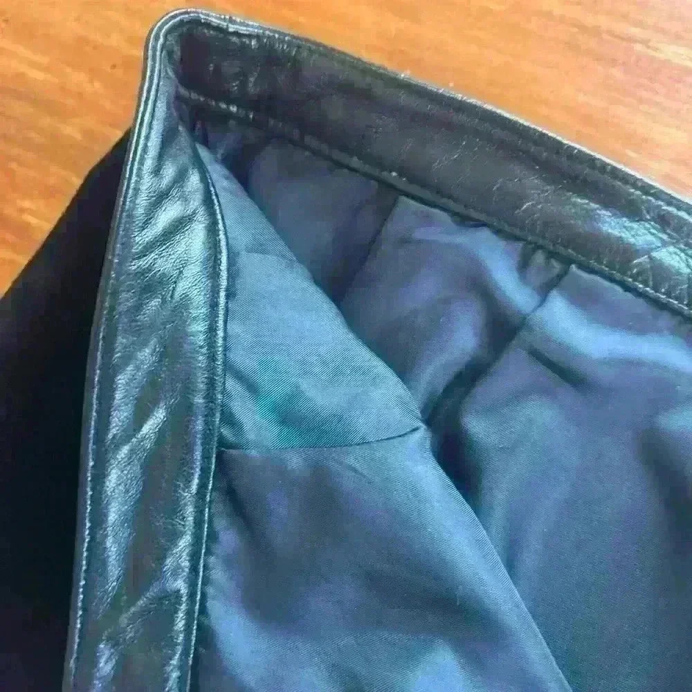 Clothes Revue Vintage Black Suede Leather Skirt Lined Retro 70s Women’s 12